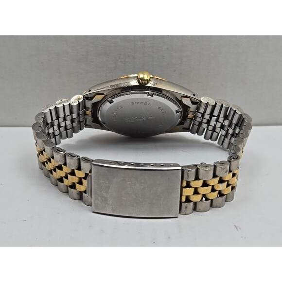 Dufonte Lucien Piccard Two Tone Quartz Watch Date Fluted Bezel Mens New Battery - Picture 8 of 11